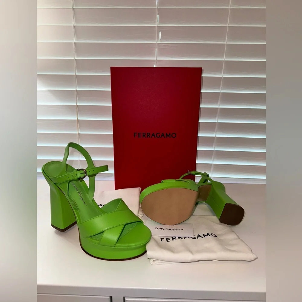 Ferragamo Sonya Heel in Lime - Picture 8 of 13